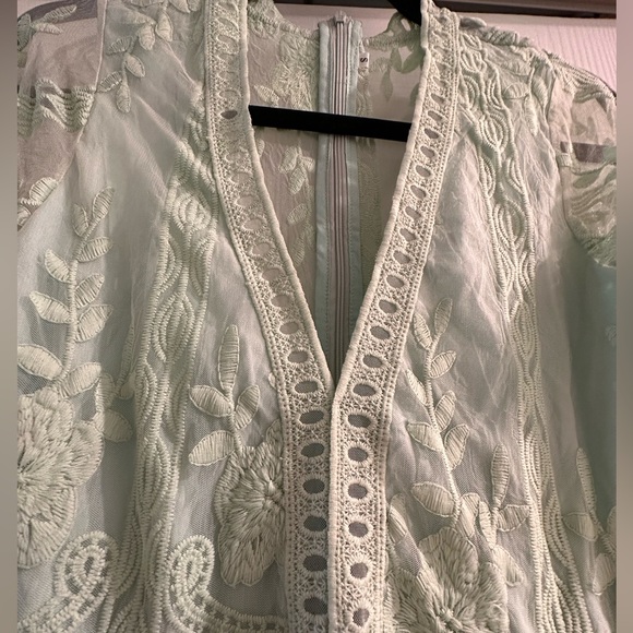 Sea Foam Green Mesh Deep V Dress Brand New Size S - Picture 5 of 5